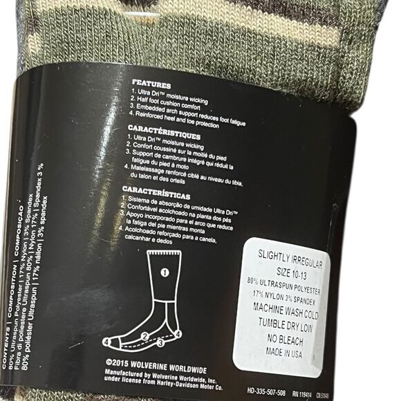 Harley-Davidson Wolverine Assorted All Weather Socks, 2 Pairs, Size L, NWT - Picture 7 of 8